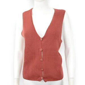 Brooks Spiced Ginger Paprika Rust Orange Dress Cardigan Knit Sweater Vest L